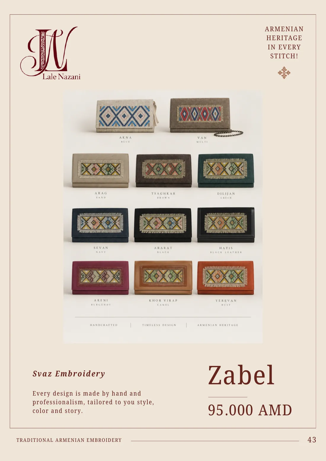Zabel — handmade Armenian embroidered piece with Svaz embroidery, 95,000 AMD