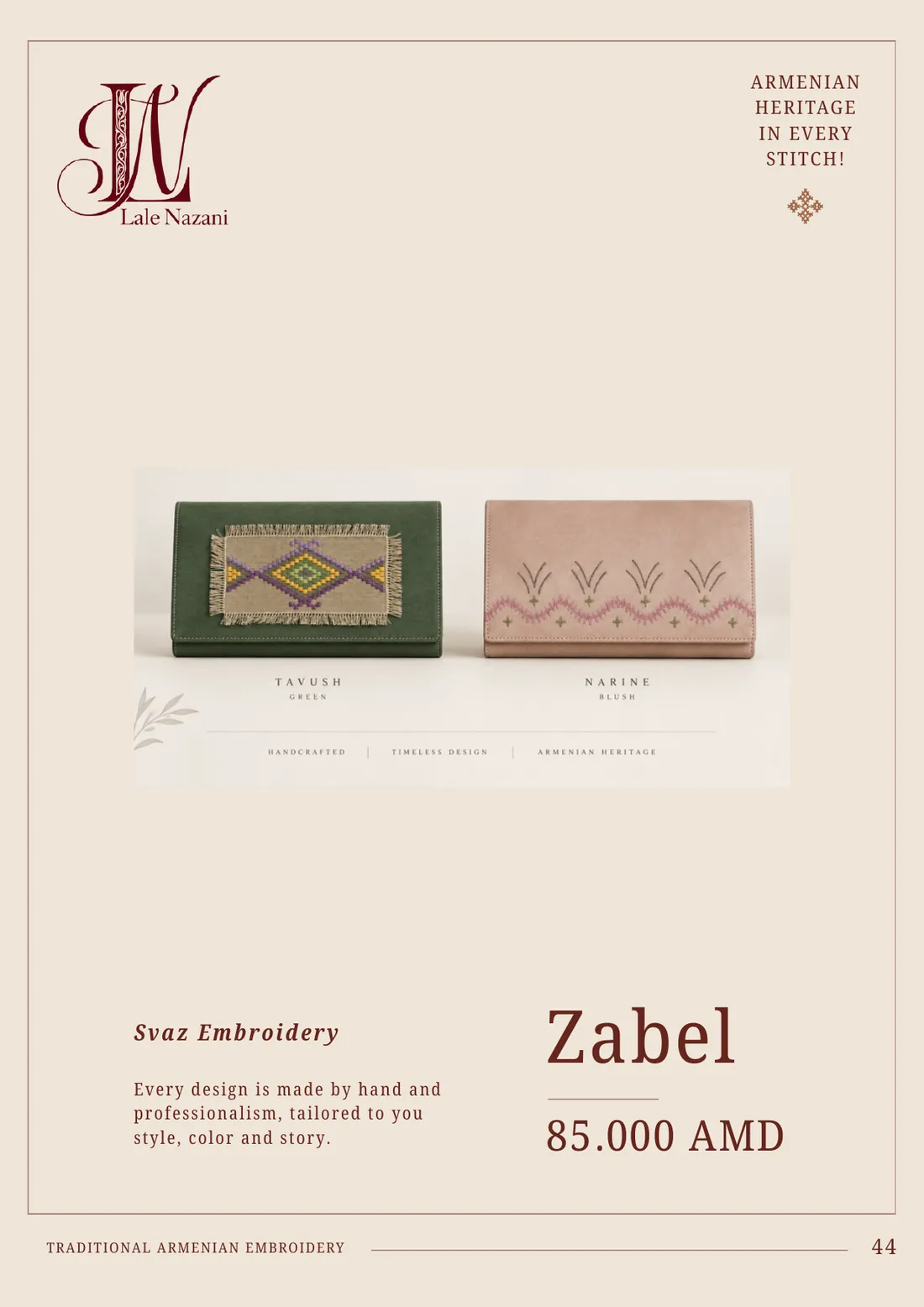 Zabel — handmade Armenian embroidered piece with Svaz embroidery, 85,000 AMD